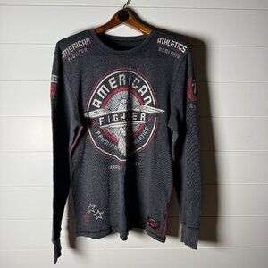 American Fighter Affliction Shirt Mens L Dark Gray  Eagle Thermal Long Sleeve